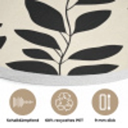 Botanisch - Dessin - Zwart - Beige Akoestische PET Vilt - Rond klein 838 -closeup_DE