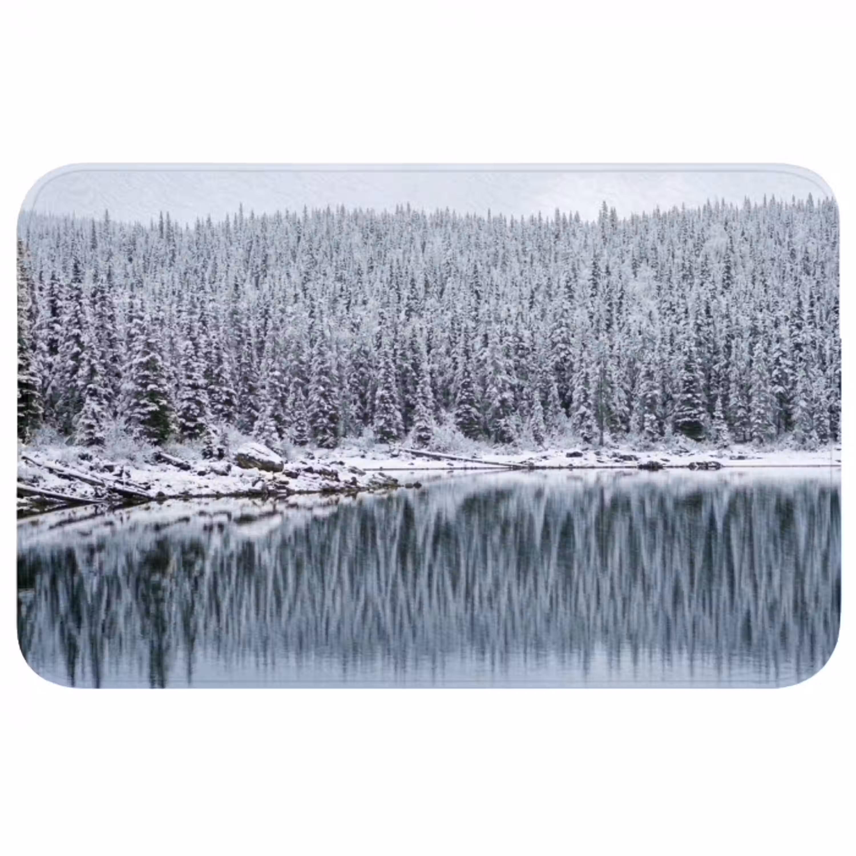Bos - Reflectie - Meer - Winter - Serene Badmat middel -3d