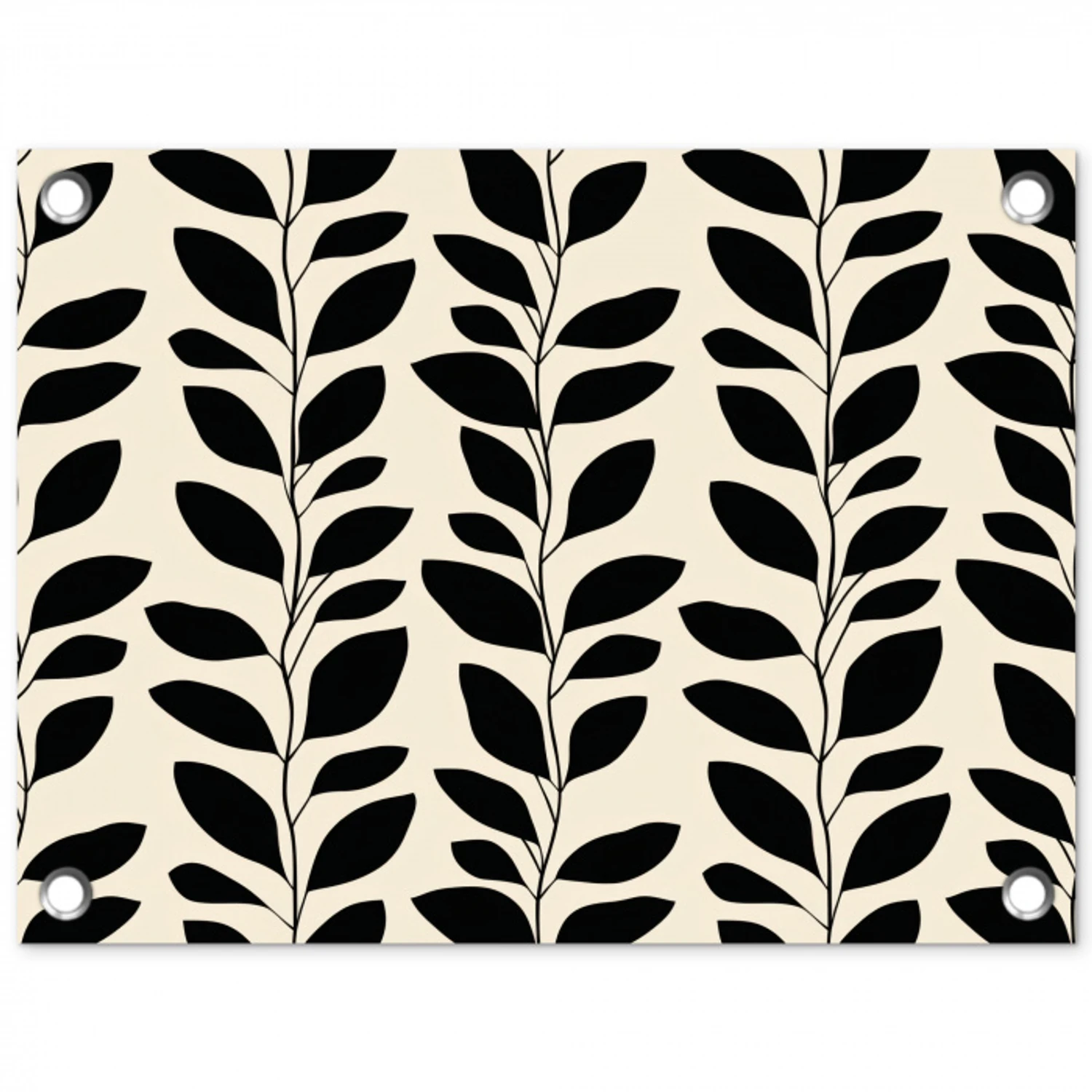Botanisch - Dessin - Zwart - Beige tuinposter los doek klein 239 -3d