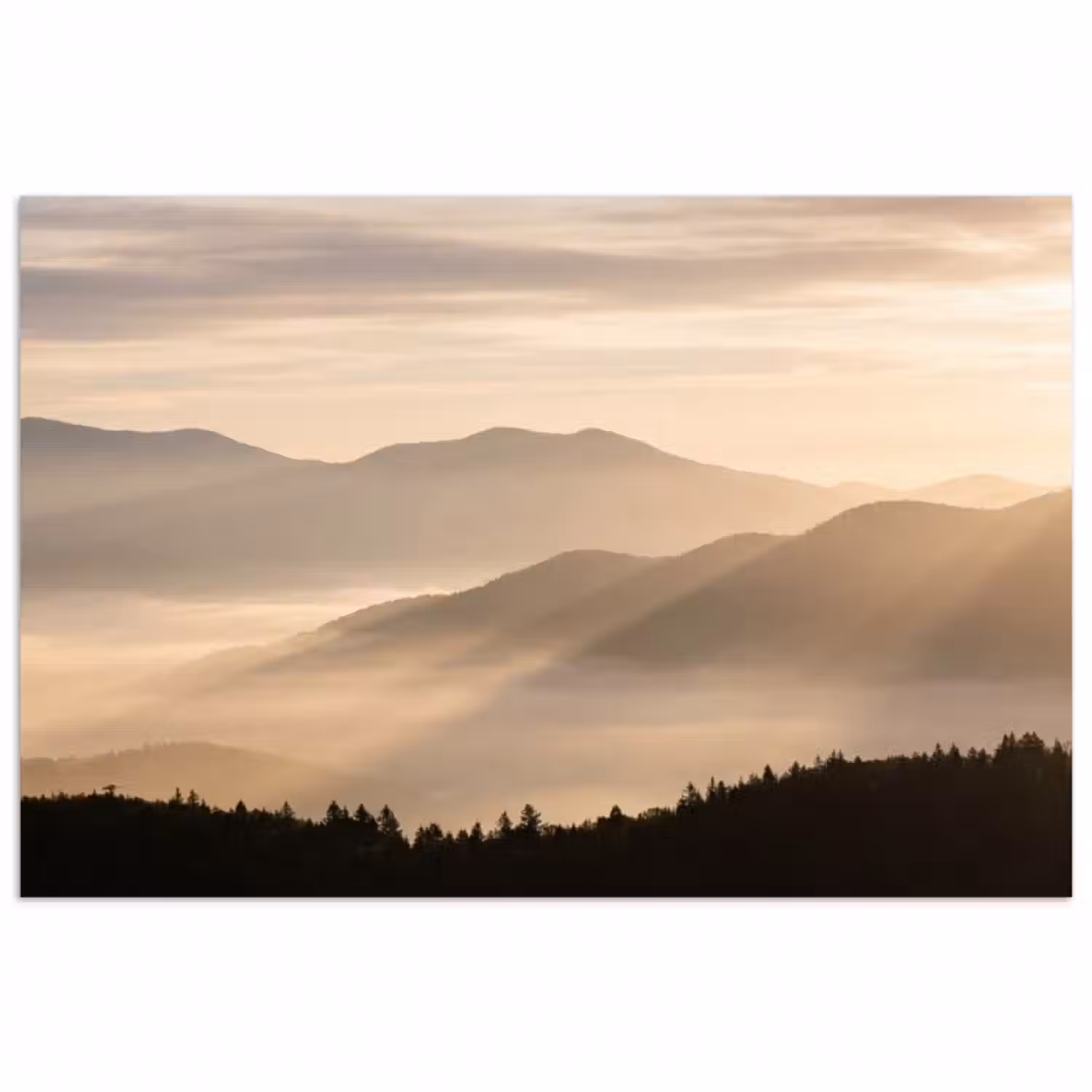 Poster - Berge - Nebel - Sonnenstrahlen