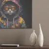 Kat - Jas - Graffiti - Bril - Zwart PET vilt klein -sfeer6_closeup