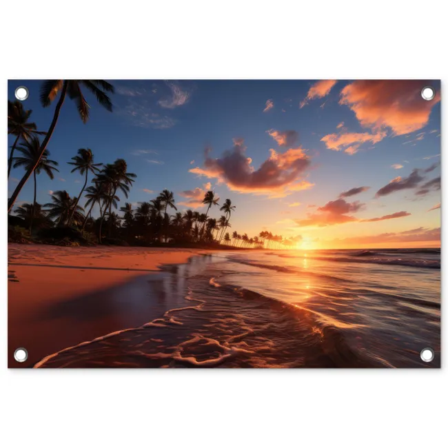 Palmbomen bij Zonsondergang tuinposter los doek klein -3d