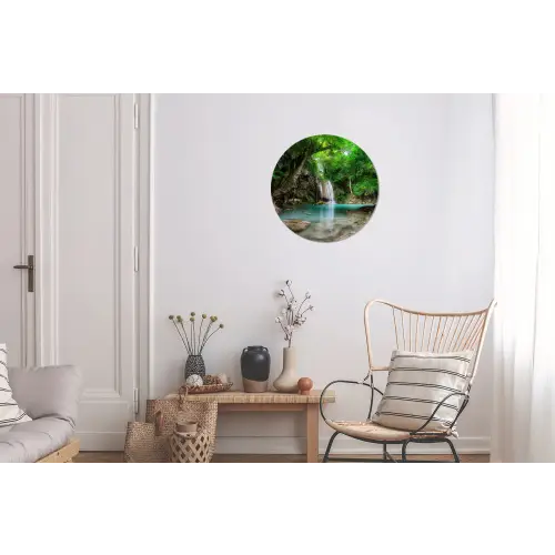 Jungle - Waterval - Planten - Water - Natuur Wandcirkel aluminium klein -woonkamer
