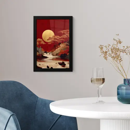 Volle maan - Landschap - Waterval fotolijst zwart zonder passe partout klein -sfeer4