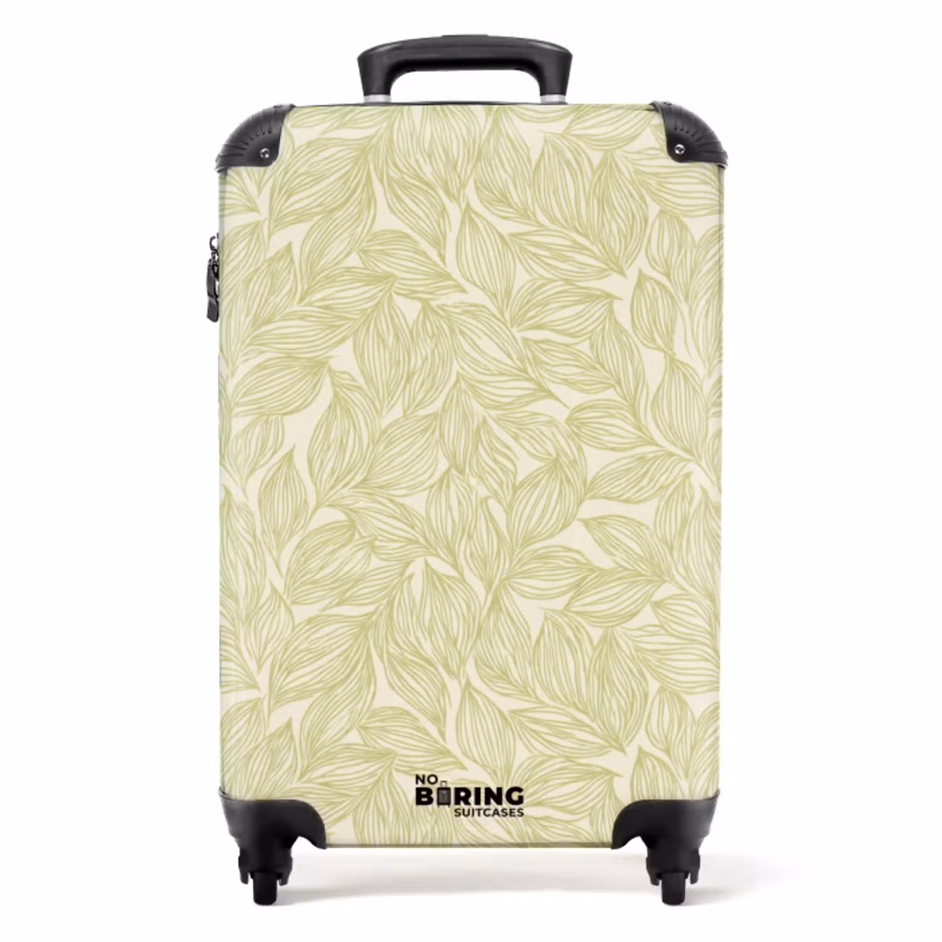 Saliegroen - Botanisch - Bladeren - Handgetekend - Patroon NBS - Handbagage koffer - Volwassenen Unisex middel -productfoto_recht