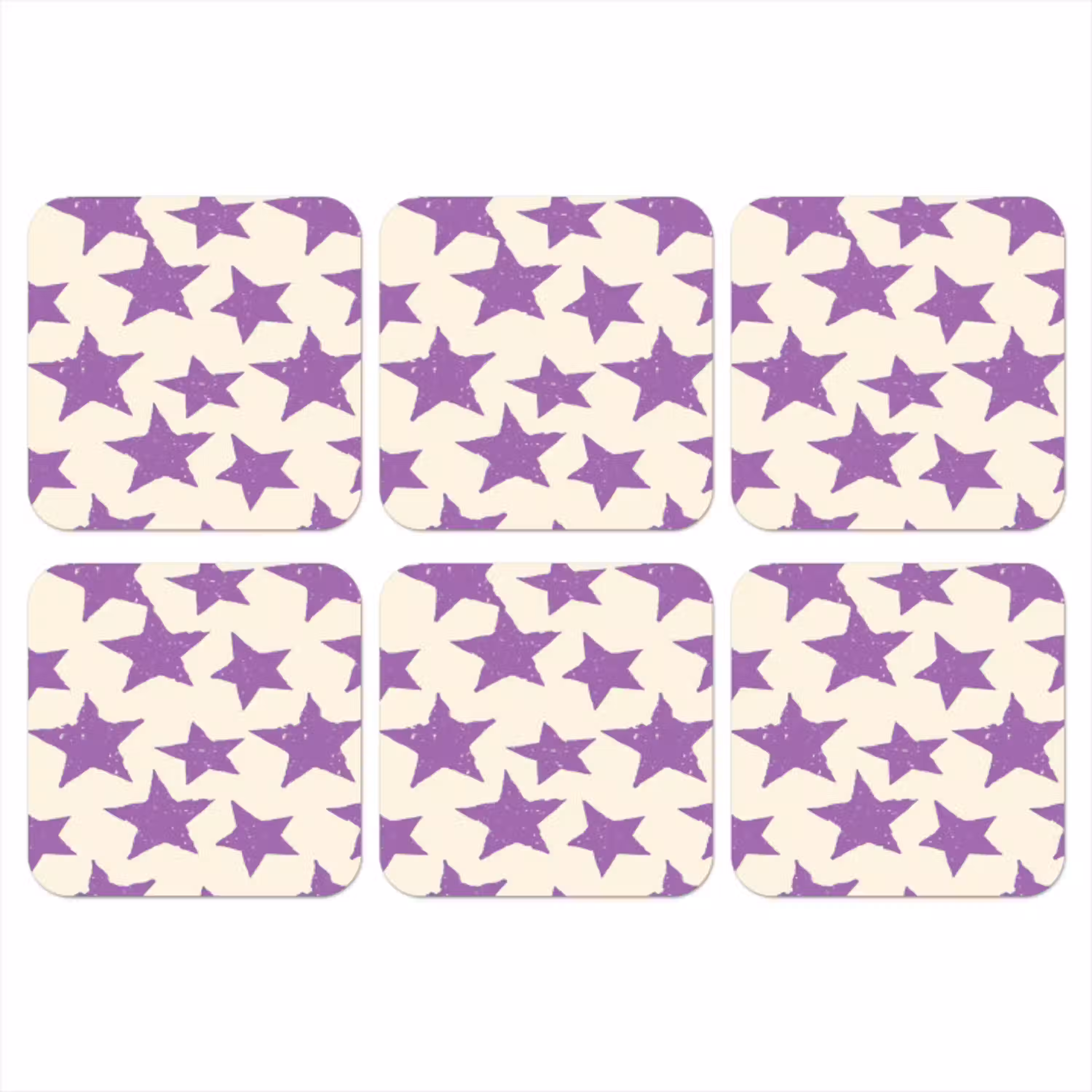 Paars - Geometrisch - Sterren - Stempel - Patroon onderzetter kurk middel 366 -3d