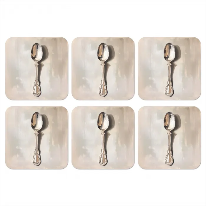 Lepel - Verf - Zilver onderzetter kurk middel -3d