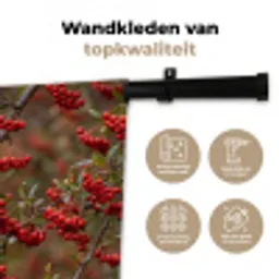 Goudvink - Bessen - Herfst - Natuur - Kleurrijk Wandkleed katoen middel -sfeer2