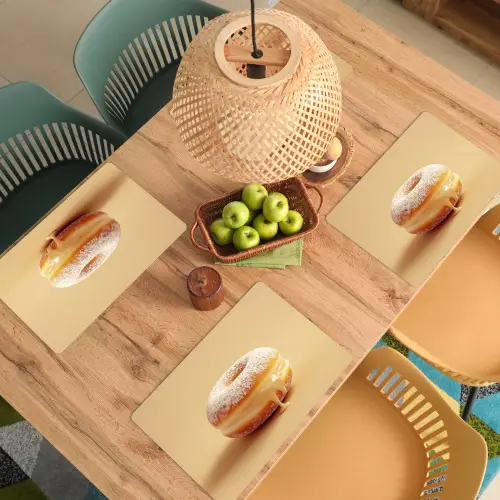 Donut - Romig - Poedersuiker - Beige Placemat vinyl groot -zzsfeer5_Kitchenyeah-website