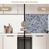 Patroon - Bloem - Grijs - Blauw keuken achterwand 2 middel 871 -voor-na2_NL