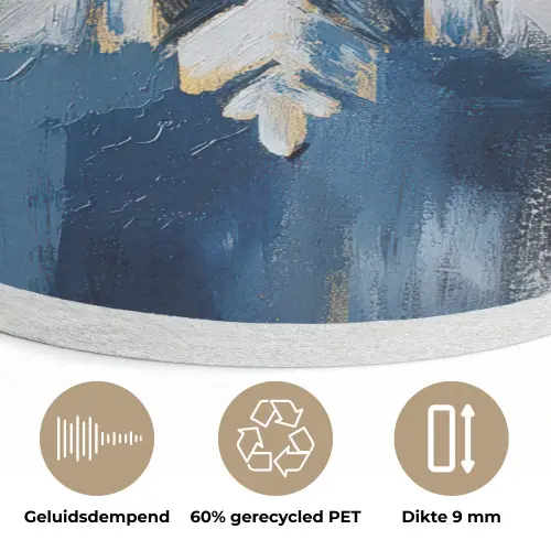 Abstract - Winter - Sneeuwvlok - Sneeuw - Goud Akoestische PET Vilt - Rond klein -closeup_NL