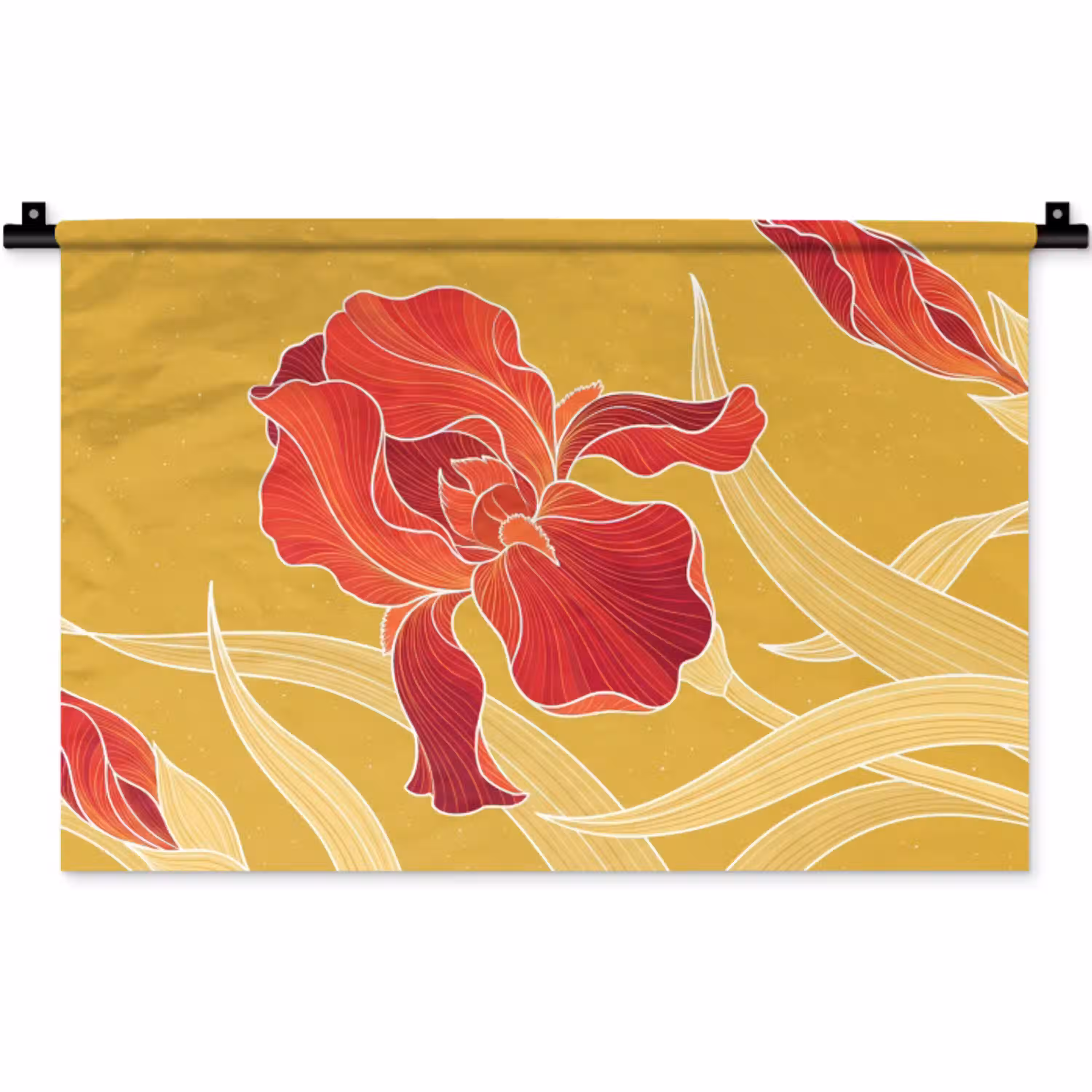 Bloemen - Illustratie - Rood Wandkleed katoen klein -zz3d