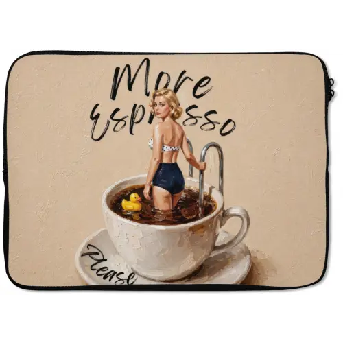 More espresso - Koffie - Eend laptophoes neopreen klein -zkaufland3dotto