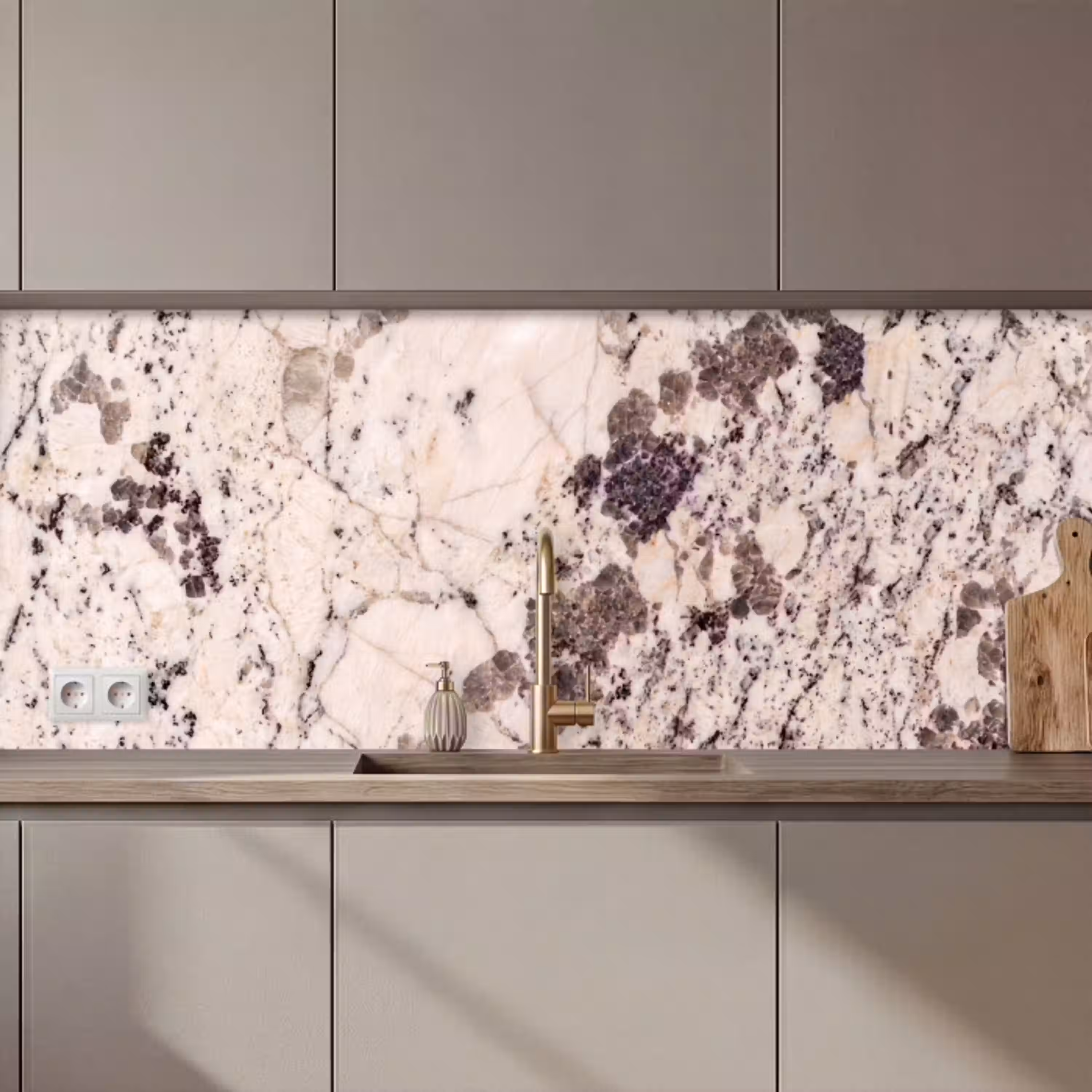Natuursteen - Patroon - Abstract - Beige - Grijs keuken achterwand 2 middel zz_3dshopping