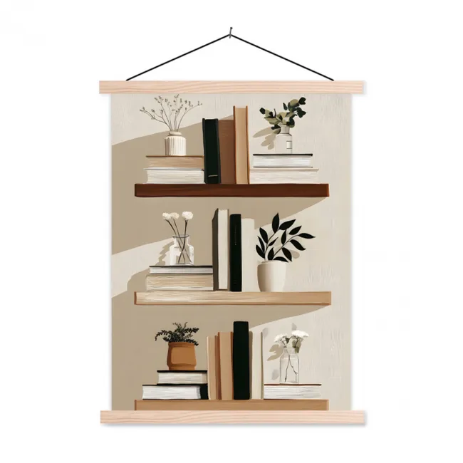 Hanging Poster - Shelves - Books - Vases - Plants