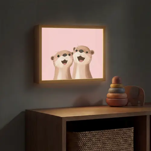 Otters - Glimlach - Bruin Light Box met batterij (Wandlamp kind) middel -sfeer5_kind