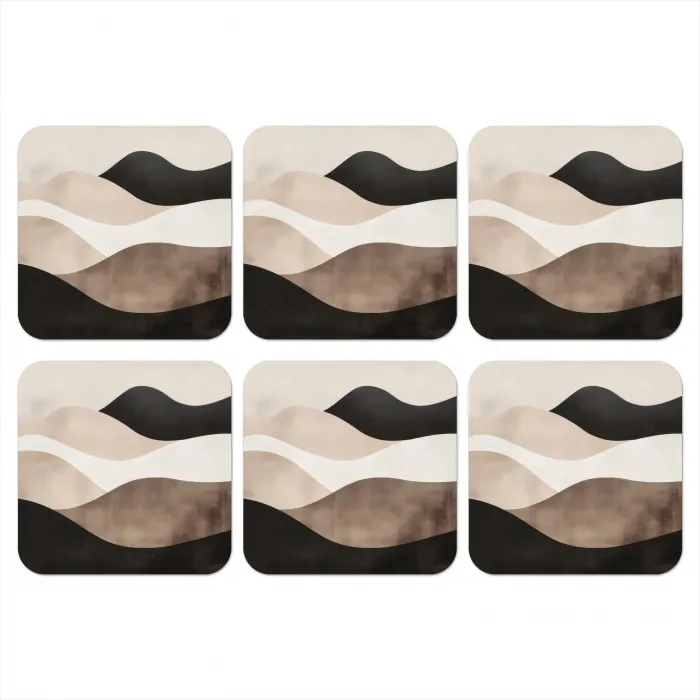 Abstract - Landschap - Golven - Crèmekleur onderzetter kurk middel -3d