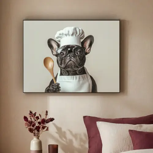 Bril - Hond - Kok Textielframe zwart klein -sfeer1