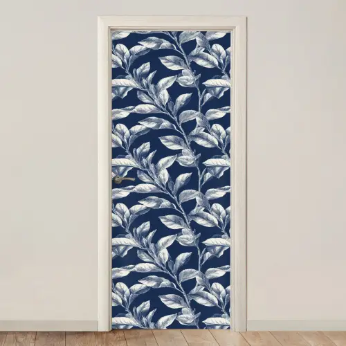 Botanisch - Patroon - Blauw deurposter klein 289 -3d_beige