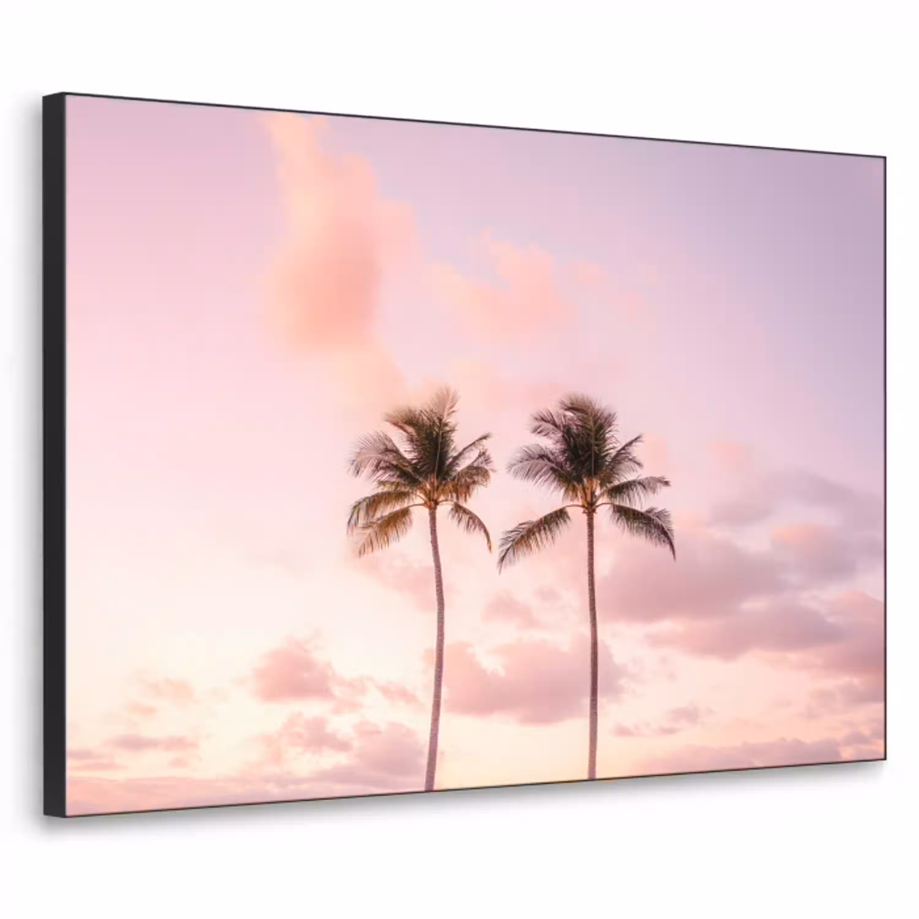 Palmbomen - Paars - Wolken - Lucht Textielframe - compleet frame klein -3d