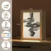 Golven - Penseelstreken - Beige - Minimalistisch Light Box met kabel (Tafellamp) klein -USP_NL