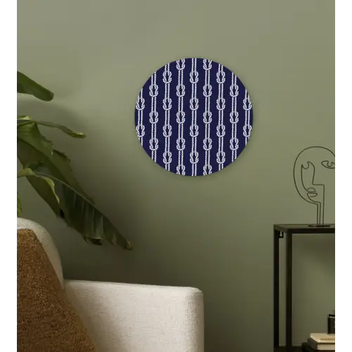 Oceaan - Touw - Blauw - Wit Wandcirkel kunststof plaat 5mm dik klein 188 -sfeer3