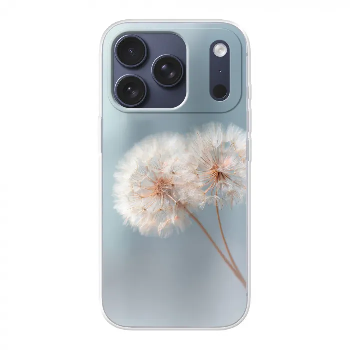 Paardenbloemen - Pluisjes - Wit Telefoonhoesje iPhone 17 Pro klein -3d