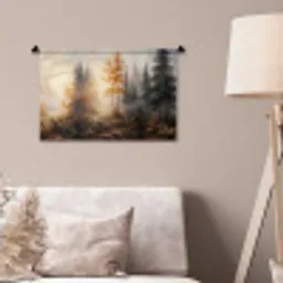 Bospad - Herfstbladeren - Natuur - Schilderachtig - Oranje Wandkleed katoen klein -sfeer4