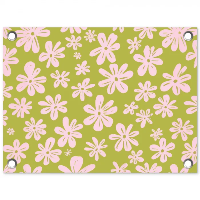 Bloemen - Roze - Getekend - Patroon tuinposter los doek klein -3d