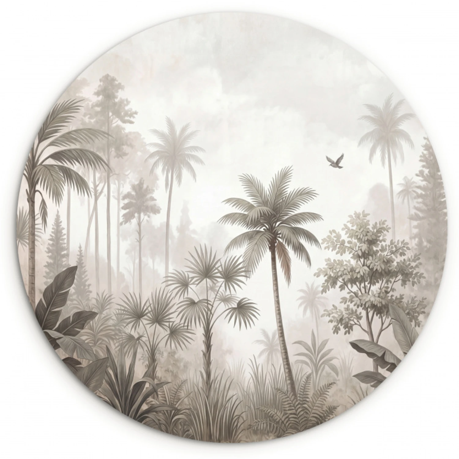 Jungle - Palmbomen - Natuur Wandcirkel kunststof plaat 5mm dik klein -3d