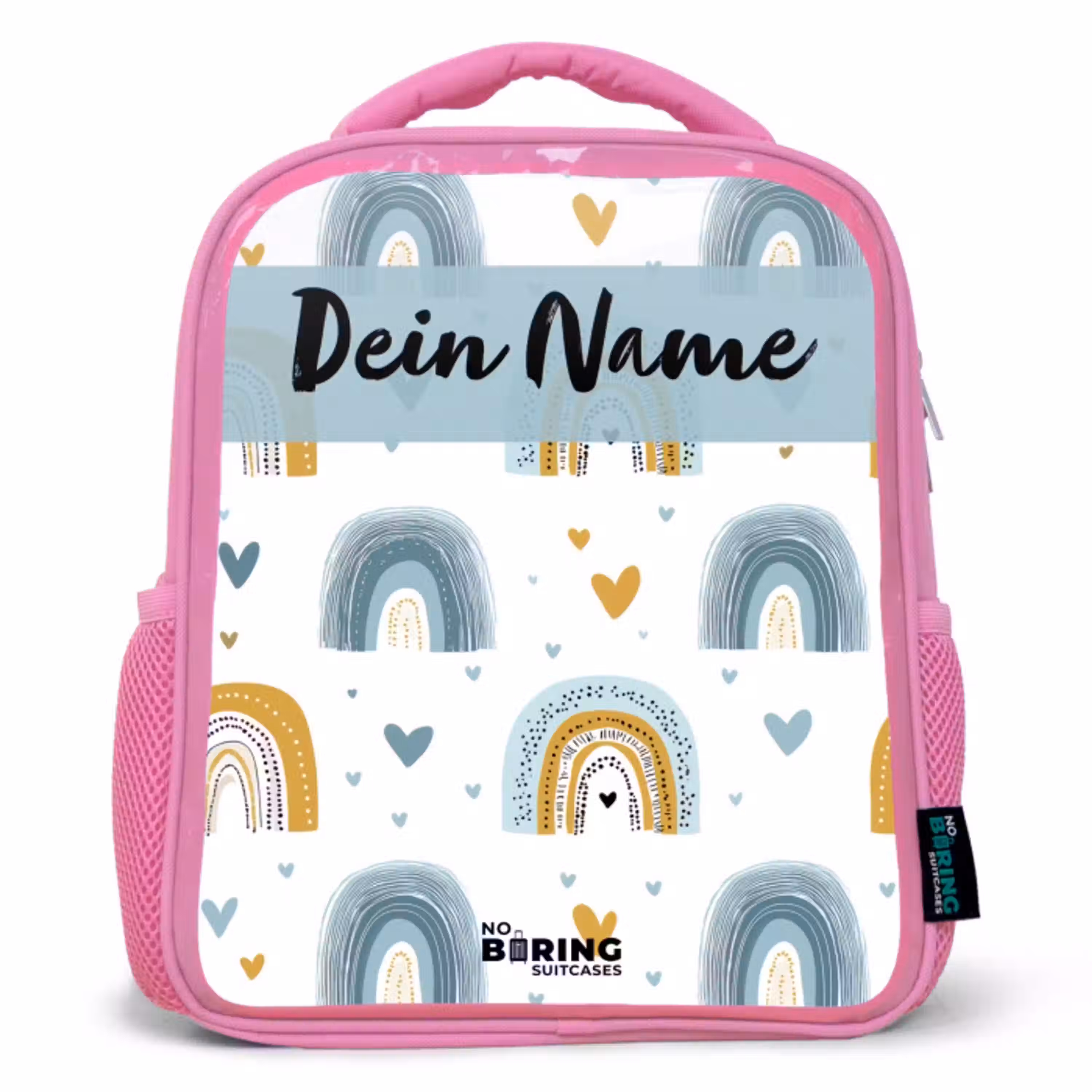 Patroon - Regenboog - Hartjes Kinderrugzak - Roze middel -3d