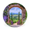 Doorkijk - Toscane - Landschap - Poort Wandcirkel aluminium klein -3d