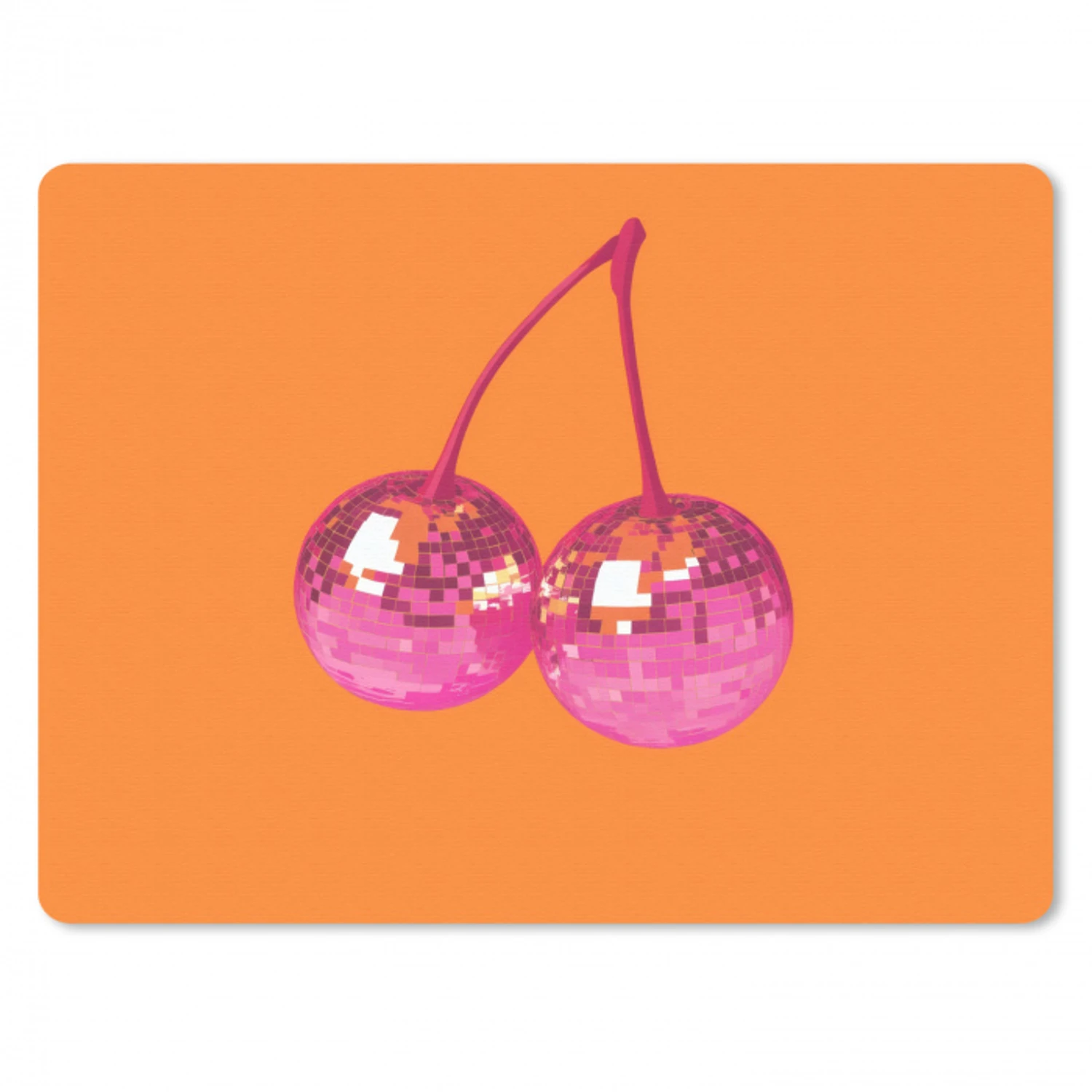 Discoballen - Kers - Spiegels - Roze muismat rubber klein -3d