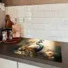 Pauw - Pauwenveren - Bloemen - Vogels - Botanisch Inductie beschermer vinyl 3mm groot -sfeer3