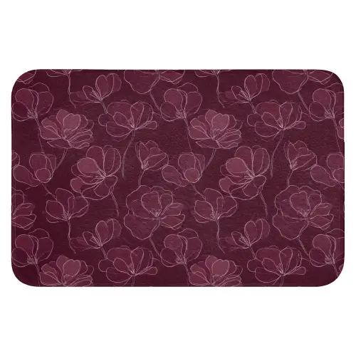 Bloemen - Patroon - Bordeauxrood WCmat klein 1009 -3d