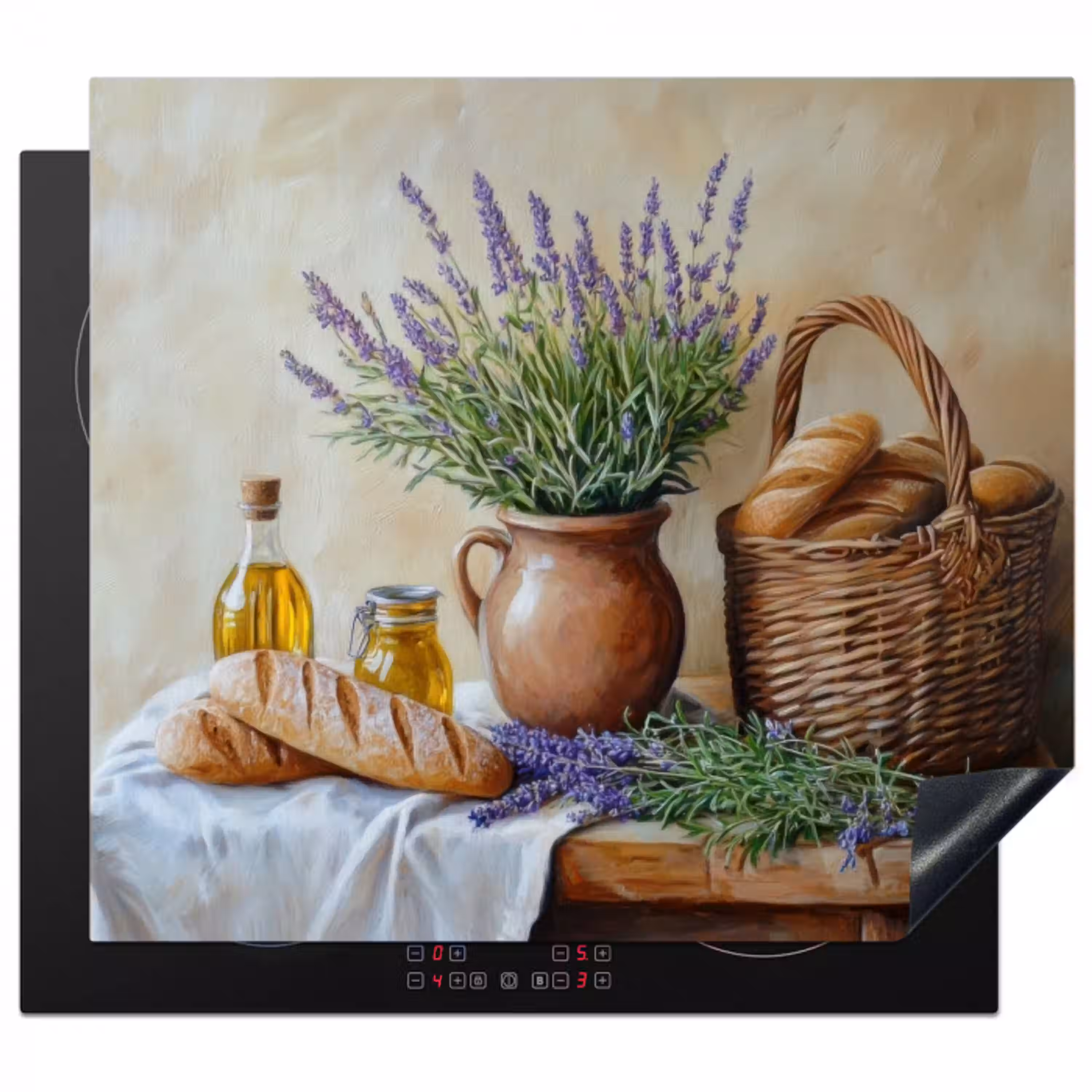 Lavendel - Brood - Stilleven Inductie beschermer vinyl 3mm middel -3d