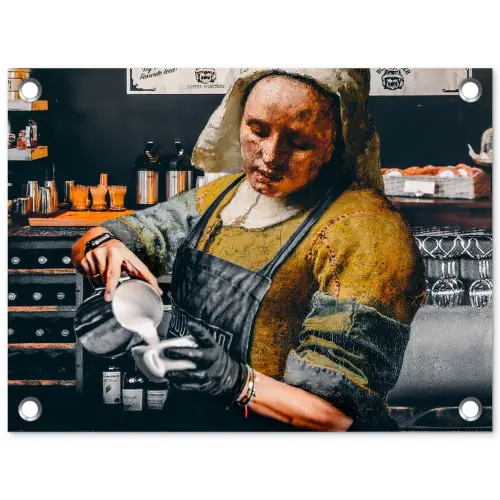 Melkmeisje - Barista - Koffie - Vintage - Kunst - Abstract - Schilderij - Oude meesters tuinposter los doek klein -3d