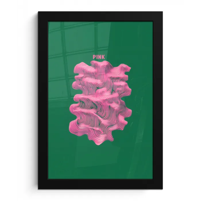 Abstract - Pink - Lijnen - Groen fotolijst zwart zonder passe partout klein -3d