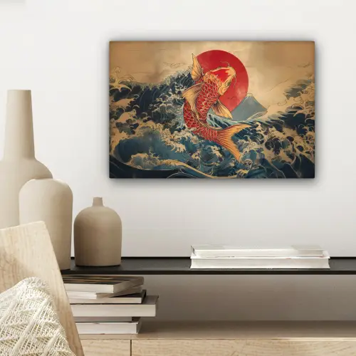 Koi - Zee - Golven - Zon canvas 2cm klein -sfeer6