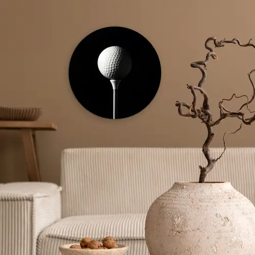 Golfbal - Minimalistisch - Wit Wandcirkel kunststof plaat 5mm dik klein -sfeer1