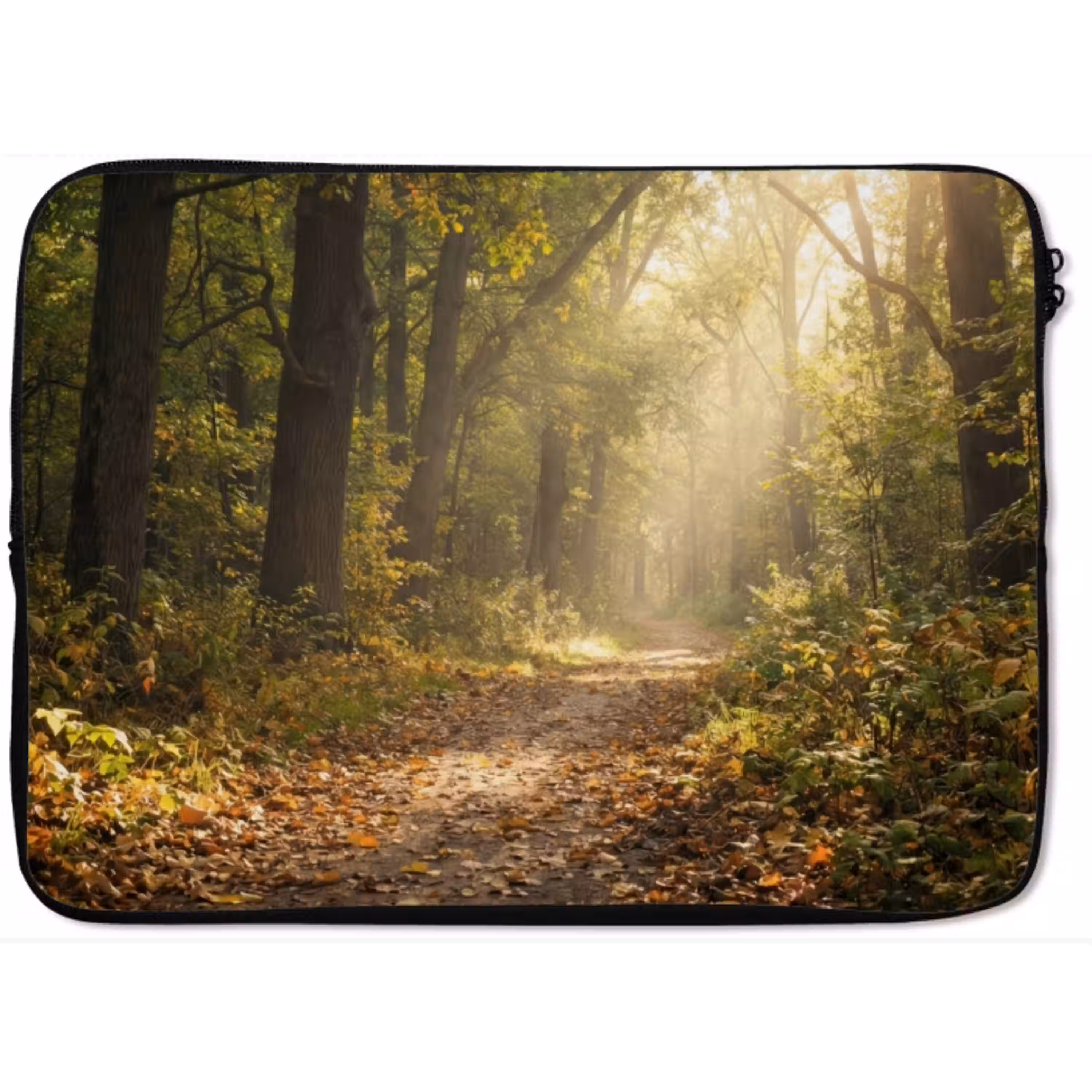 Zonlicht - Bospad - Bomen laptophoes neopreen klein -zkaufland3dotto