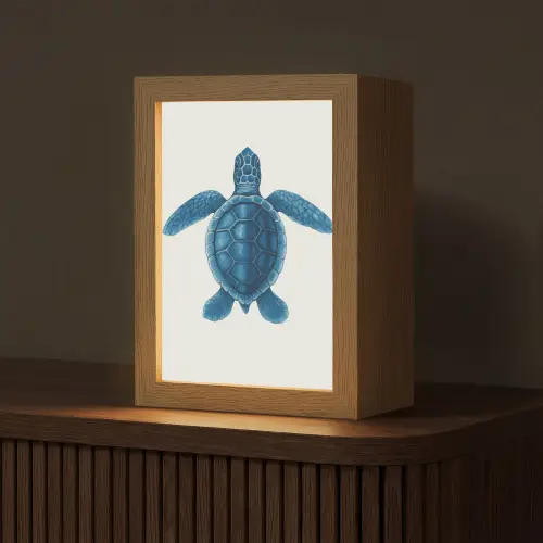 Schildpad - Blauw - Schild Light Box met kabel (Tafellamp) klein -z3d_website