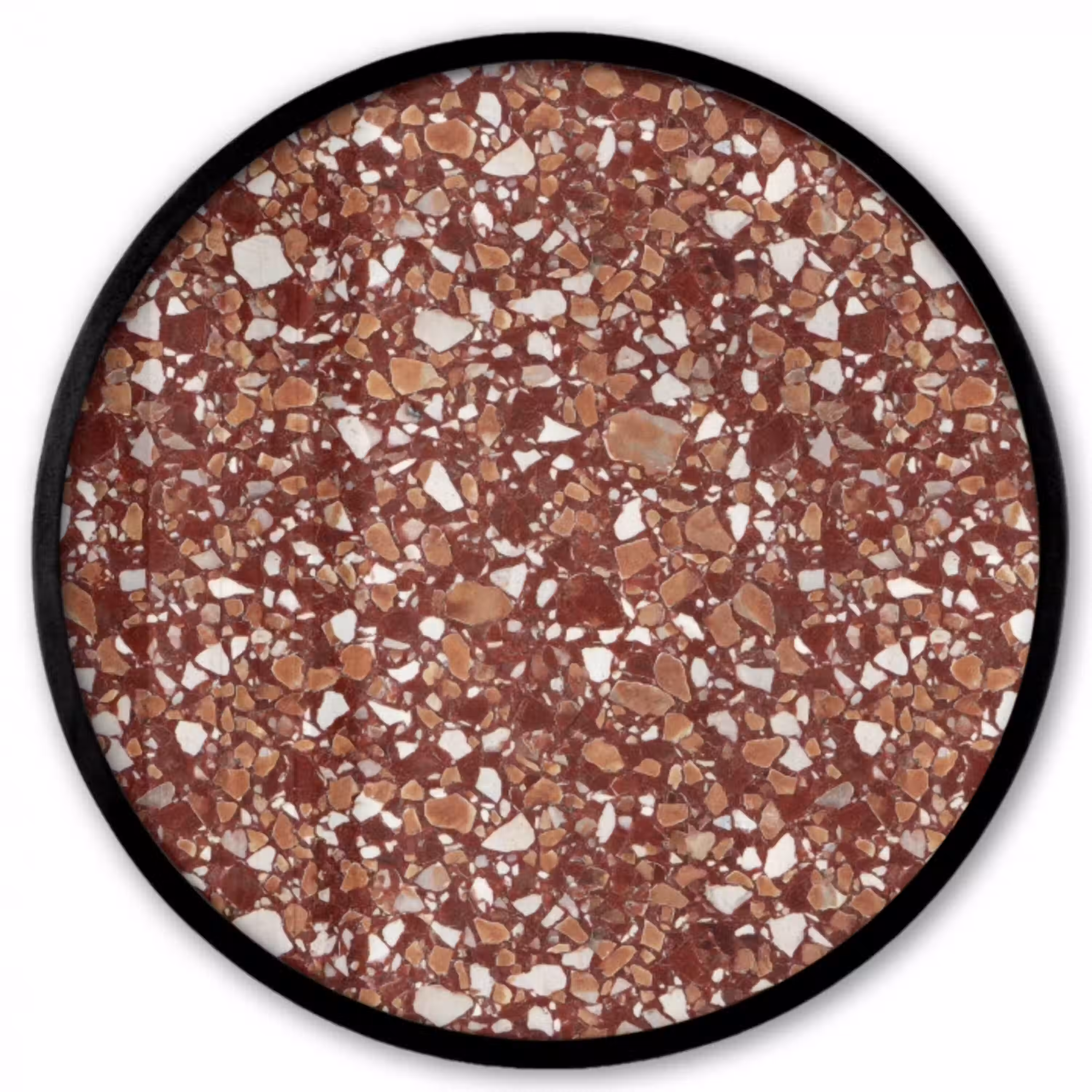 Terrazzo - Patroon - Steentextuur - Roodbruin Fotolijst rond zonder passe partout klein 856 -3d