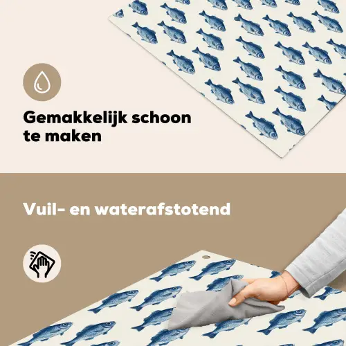 Vis - Patroon - Blauw Inductie beschemer met haakjes klein 777 -ky-schoon-nl
