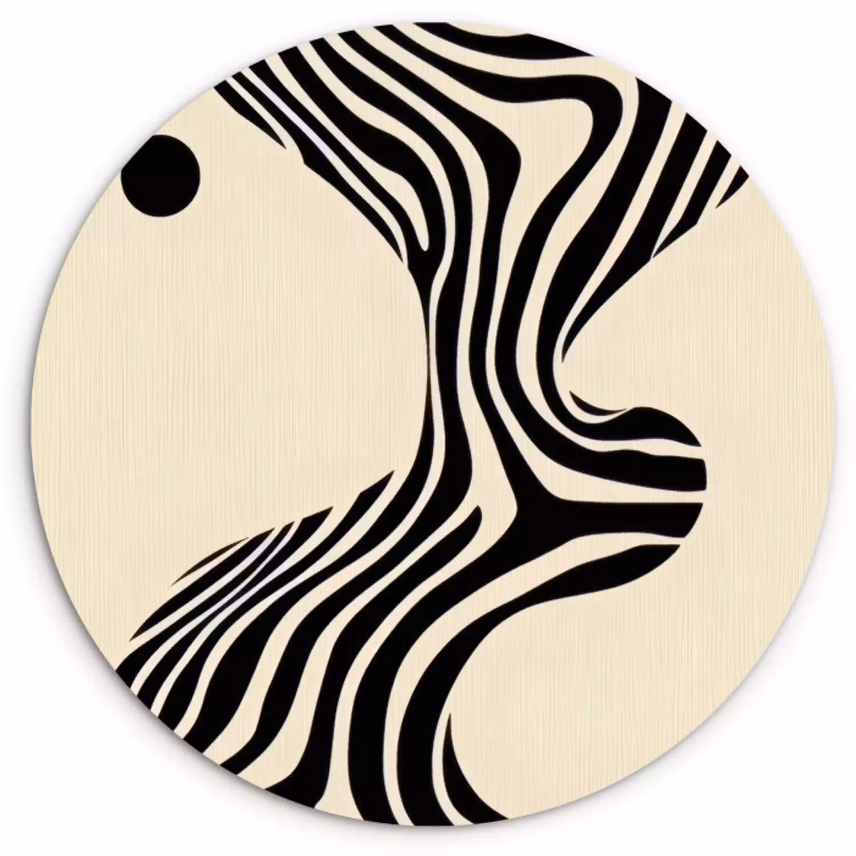 Beige - Lijnen - Golvend -  Abstract Wandcirkel kunststof plaat 5mm dik klein -3d
