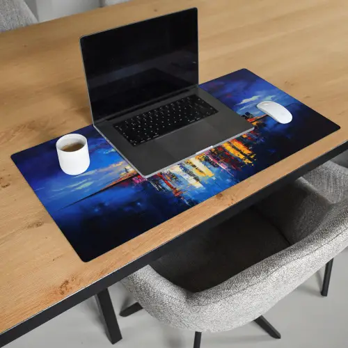 Skyline Toronto - Modern - Stadslicht - Blauw Muismat XXL klein -sfeer1