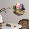 Rivier - Vallei vol bloemen - Levendig Wandcirkel behangsticker klein -sfeer3