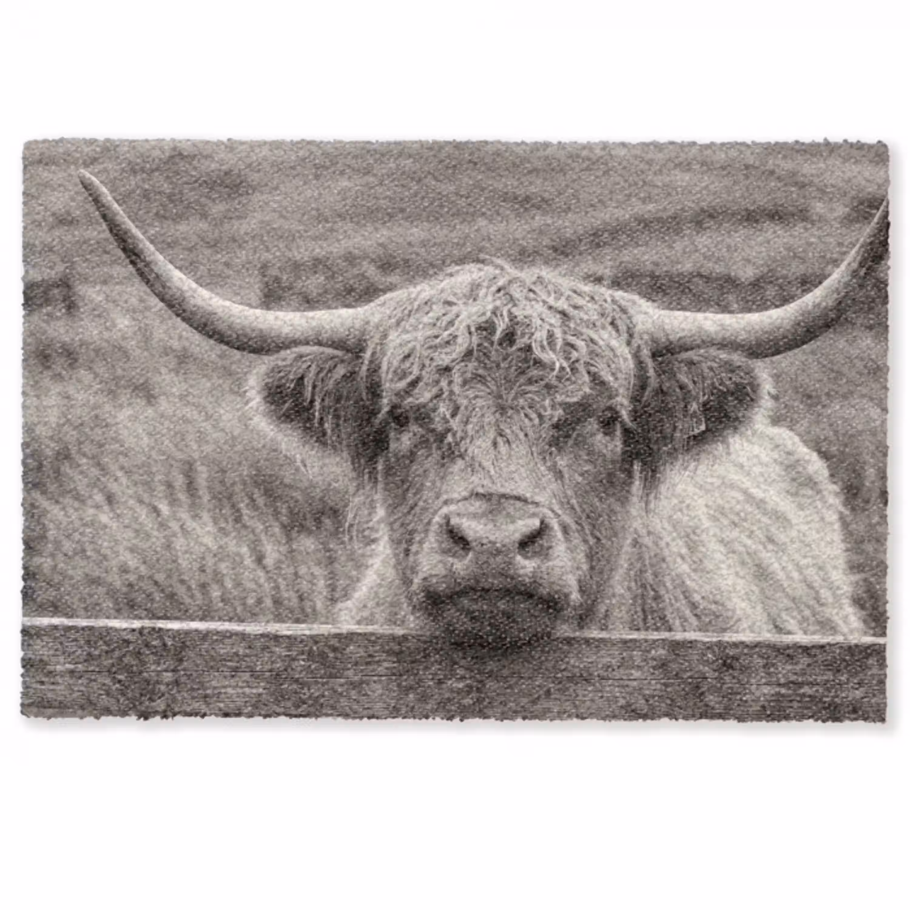 Schotse hooglander - Zwart - Wit - Hout Deurmat klein -zkaufland3d