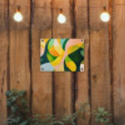 Abstract - Geel - Roze - Groen tuinposter los doek klein -sfeer1