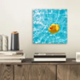 Badeend - Dobberen - Blauw aluminium wit klein -sfeer1